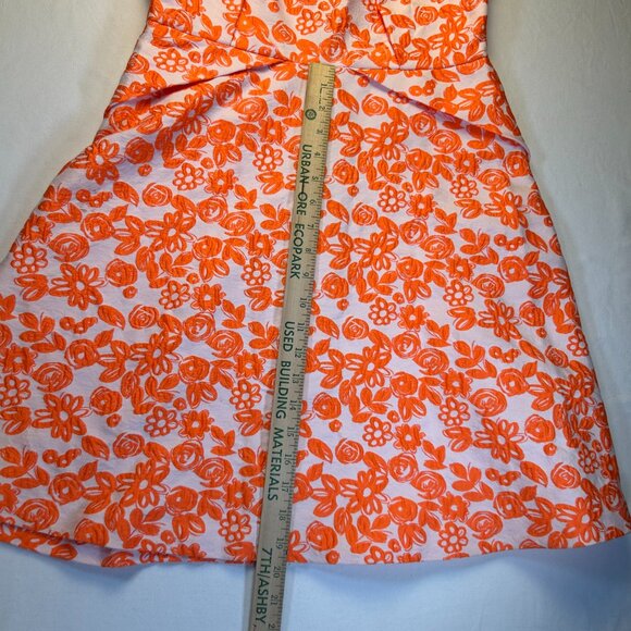 Vibrant & Unique Betsey Johnson Orange and White Floral Dress Back zipper size 8 - Picture 12 of 15